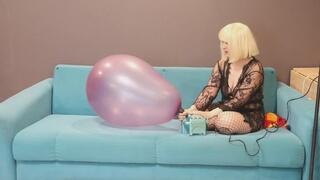 Pump to pop big violet balloon