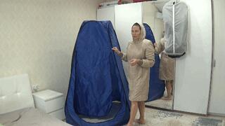 Playing with zippers on my coat and tent