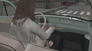 1967 VW Beetle Cranking Template - Paige in a Bathrobe and Peep Toe Slippers 1080p