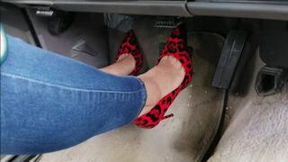 Flooring sexy red high heels