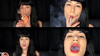 Smoking red Marlboro in hot close-ups