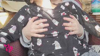 Getting Latina Goddess Circe Topless and playing with her gorgeous boobs