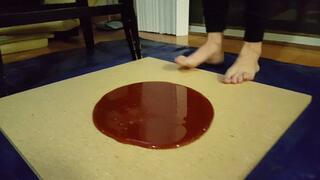 Lee Lynn Stuck Barefoot in Honey Glue Trap