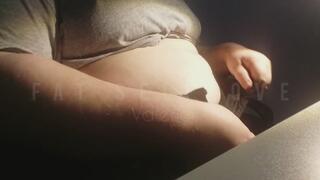 BBW Fed Goddess Lotions Her Huge Stretchmark Belly After Eating (Full Belly Worship)