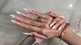 French manicure long nails and long fingers