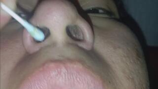 Searching for Hidden Boogers – Deep Nose Cleaning with Q-Tips