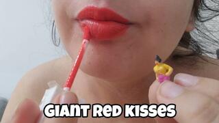 Giantess Red Lips Kisses – Painting Lips & Kissing Tiny Man POV