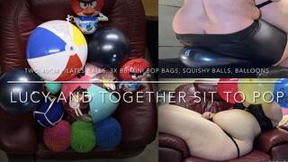 Two big Stretchy Pilates Balls, BB, Bop Bags Balloons and more Lucy and together Butt Crush