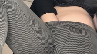 A horny BBW smokes a Marlboro, shakes her ass, and orgasms from a dildo covered in urine – Close-up sex scene!