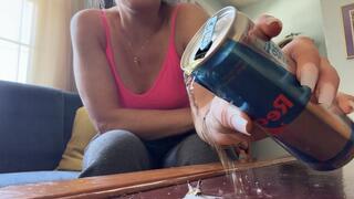 Giantess Spits On Tiny Man & Uses Him As An Ashtray Before Dumping Her Drink On Him