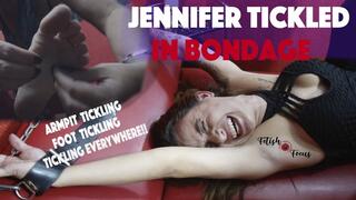 Jennifer tickled in bondage (720p) - Foot tickling, shoe removal, belly tickling, armpits tickling