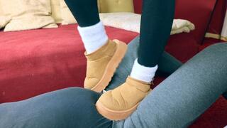 Cock trampling Uggs and Fluffy Socks , femdom Jozi trample