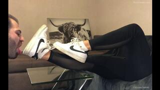 Dirty White Sneaker Worship - Valeria Night (Side View)