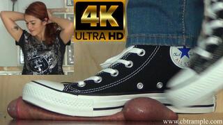 Part 2 of 2 (4K) - Converse Footprints in your Ballsac by Lara Cuore - Trampling Shoejob on Cockbox in Chucks with Cum
