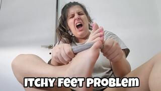 Itchy Feet Problem – Scratching Between Toes with Sock Close-Up