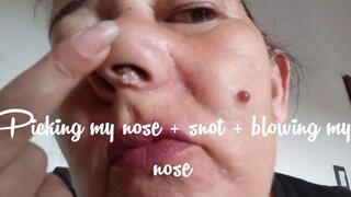 Picking my nose + snot + blowing my nose