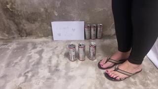 Crushing cans under my sneakers and flip flops!
