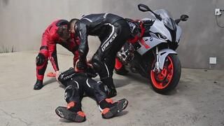 Biker Boys - Tonny all taped up by two bikers! (1080p) - Gay Bondage - Gay Domination - Biker Gear - Leather - Male Domination - BDSM