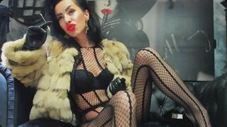 Be My Human Ashtray: 15 Min Smoking Goddess Worship in Fur & Sheer Catsuit