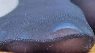 POV: Sheer Black Giant Feet – Tap, Flex, Peel