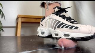 Severe Shoejob in Nike Air Sneakers - Cock Trampling and Crushing in used Nike Air Sneakers - CBT, Giantess Views, Sneaker fetish - Tramplegirl Leila destroying her slaves cock - huge cumsqueezing - 4k