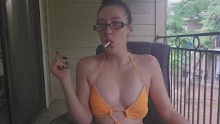 Sexy Goddess D Smoking Marlboro Light in Bikini Top