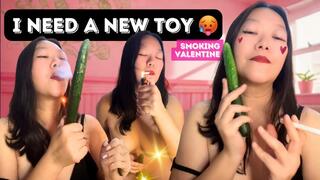Smoking Asian Valentines Day Wishlist: 3 Cig Smokey Masturbation + Orgasm Cucumber Fucking