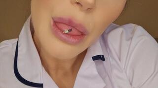 Man hating giantess pregnant nurse shrinks, uses as her play toy and eats him!