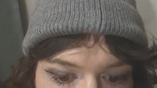 Trans girl sucking, getting face fucked, and covered in cum