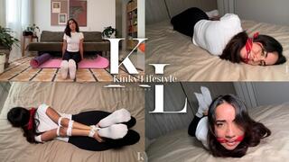 POV: Rope Hogtie & Red Bandana Cleavegag For Your Yoga Teacher Emilia
