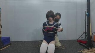 White stockings, school swimsuit, JK crossdresser