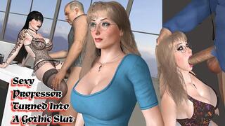 Innocent Blonde Professor With Glasses Blackmailed And Fucked By An Oldman.