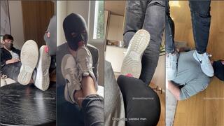 Cleaning my Nike on the slave's tongue