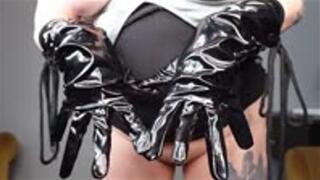 Creepy Stepbro Transformed into Vinyl Gloves and Teased MP4 1080 Masturbation in Vinyl Gloves
