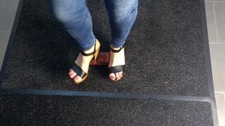 Abby Giantess crush toy car 1961 Chevy Impala in High heeled sandals High view