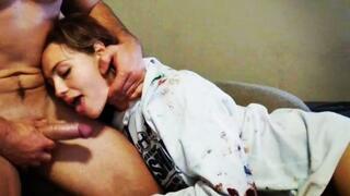 My stepsister always wants to touch and play with my dick when we are just relaxing and having a conversation, then it leads to her chocking on my hard dick while she can't stop moaning from how hard I'm fingering her small pussy.