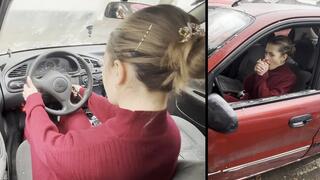 Alina is in trouble and does a long cranking on a frosty morning