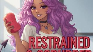 Restrained for Miss Nia's Cum Collecting Sponge Bath Milking