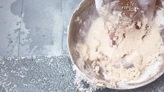 Agata makes pancakes with her feet.