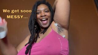 Black Ebony Teases You With Her Hairy Creamy Armpits This Valentine's Day