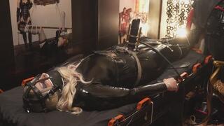 PVC Catsuit Bed Helplessness â€“ Cable Tie Restraint, Ballet Boots, Muffle Harness & Trembler Milker (9:40)