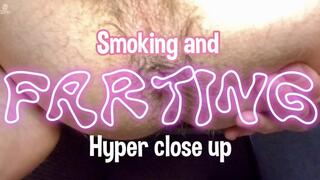 Smoking and farting hyper close-up