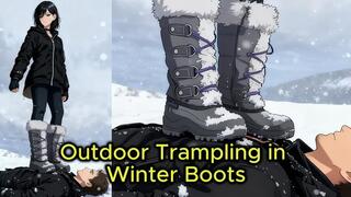 Outdoor Snow Trampling - Mistress Yuki Crushes You in Winter Boots