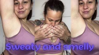 Soaked armpits + breasts glistening with sweatâ€¦ do you dare to approach?