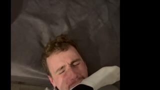 The After our date, he licks my boots clean and then my socks with his cum, and after that he gets trampled