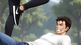 Goddess Daniela Delivers Over 100 Barefoot & Trainer Face Stomps and Kicks