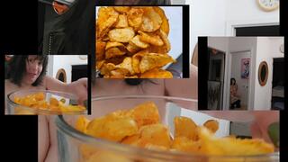 ASMR Eating Michigan Cherry BBQ Potato Chips While Peeing Loudly