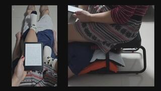 Reading Erotica on His Face - 1080p - Queen Nana enjoys a femdom novella while facesitting her human chair