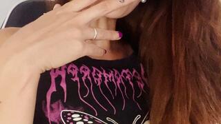 Silent Redhead Smoking Goddess: Mesmerizing Stare & Smoke Domination POV