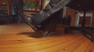 Pointy Brown Leather Boots and Leather Chaps